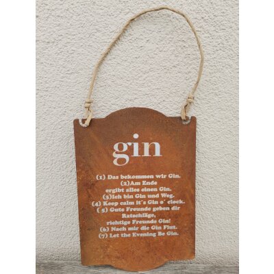 Spruchtafel Gin - Edelrost