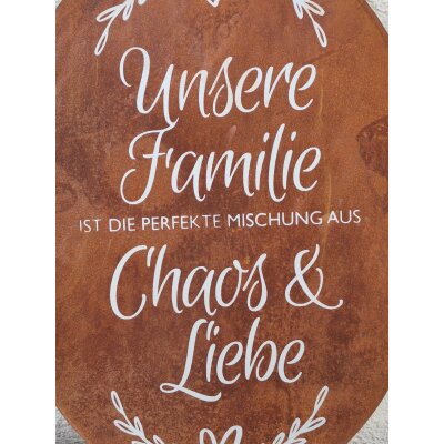 Spruchtafel Chaos/Liebe - Edelrost