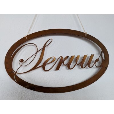 Ovales Schild "Servus"