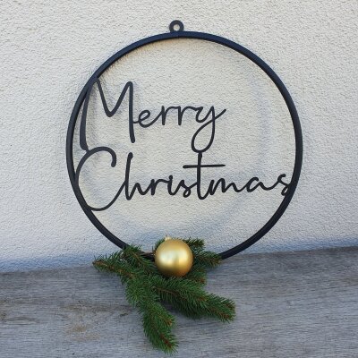 Schild "Merry Christmas" - schwarz