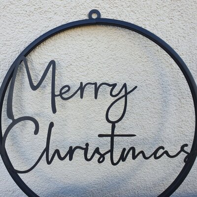 Schild "Merry Christmas" - schwarz