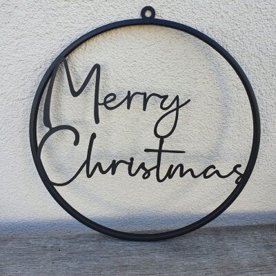 Schild "Merry Christmas" - schwarz