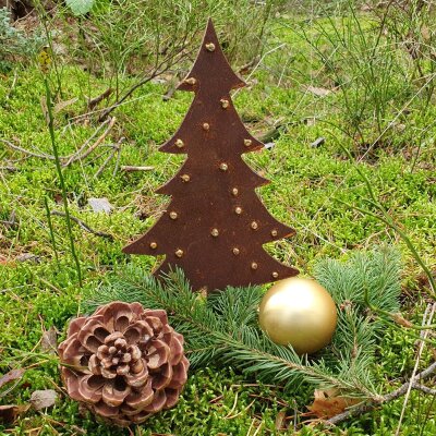 Tannenbaum mit Goldpunkten Stecker- Edelrost