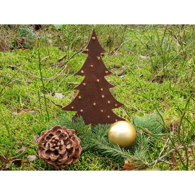 Tannenbaum mit Goldpunkten Stecker- Edelrost