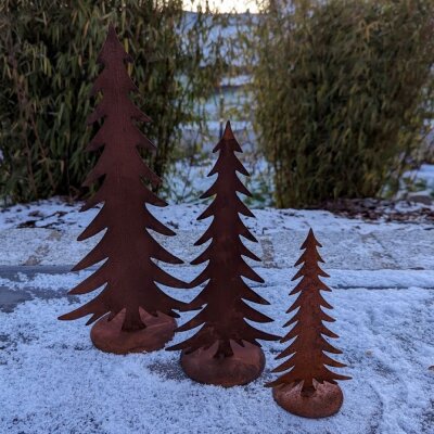 Tannenbaum 3er Set - Edelrost zum Stecken