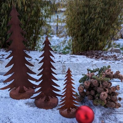 Tannenbaum 3er Set - Edelrost zum Stecken